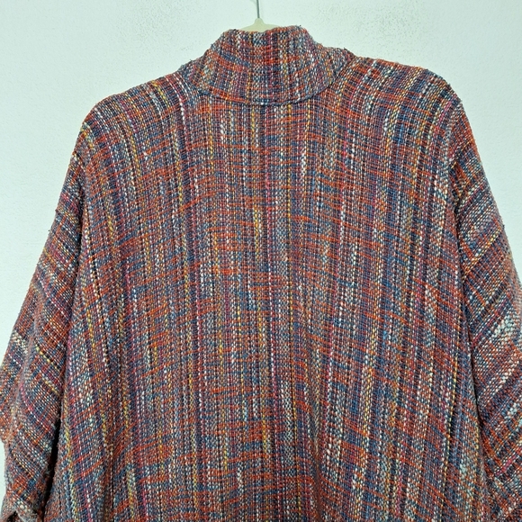 Azoe Multicolor Space Dye Southwestern Wide Kimono Sleeves Textured Jacket O/S - Picture 7 of 10